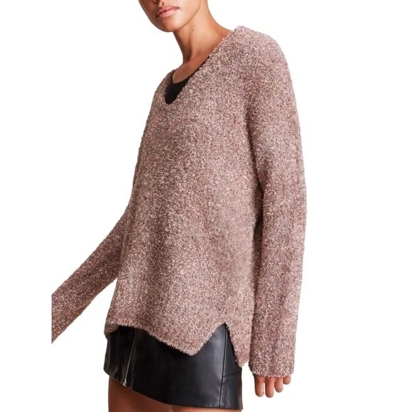 ALLSAINTS - Sparkle V-Neck Jumper Sweater Pink Multi Metallic Tinsel - XS Sku#37 - Picture 2 of 6